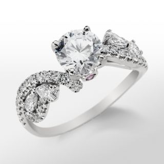 Monique Lhuillier Floral Twist Diamond Engagement Ring in Platinum 