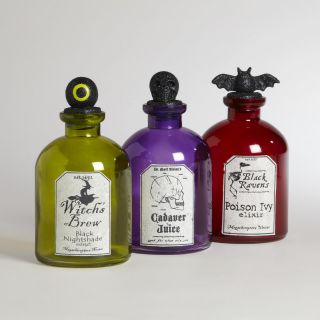 Glass Halloween Potion Bottles, Set of 3  World Market