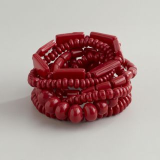 Red Glass Stretch Bracelets, Set of 6  World Market