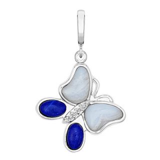 Lapis, Blue Onyx and Diamond Accent Butterfly Charm in Sterling Silver 