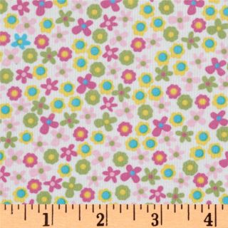 Kaufman 21 Wale Corduroy Flowers Pink   Discount Designer Fabric 