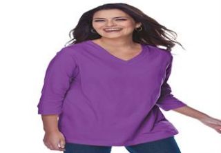 Plus Size Perfect V neck tee, 3/4 sleeve  Plus Size Perfect Tee 