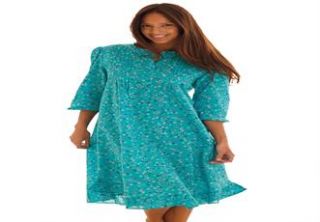 Plus Size Short woven print sleep gown by Dreams & Co®  Plus Size 