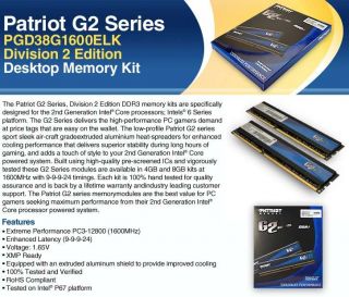 Patriot G2 Series 8GB (2x 4GB) Desktop Memory Kit Product Details