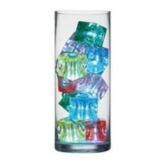 10 Colored Ice Cube LED Lights in Clear Vase