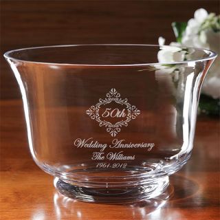 9291   Anniversary Memento Personalized Crystal Bowl   Design One