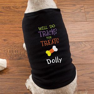 Personalized Halloween Dog Shirts   Tricks for Treats   12143