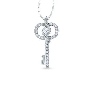 CT. T.W. Sirena™ Key Pendant in 14K White Gold   Necklaces 