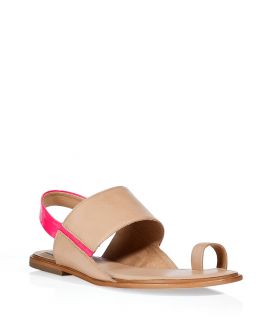 Diane von Furstenberg Sand/Neon Pink Leather Flats  Damen  Schuhe 