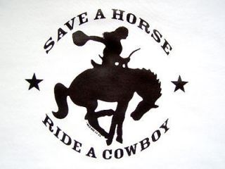 NEW FUNNY HORSE T SHIRT   Save a horse Ride a cowboy   Womens Girls 