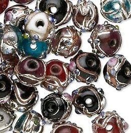 Wholesale 50 Jewel Lampwork Glass Beads w Silver Accent