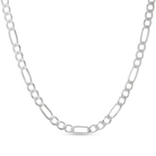 Mens Sterling Silver 9.0mm Pavé Figaro Necklace   22   View All 