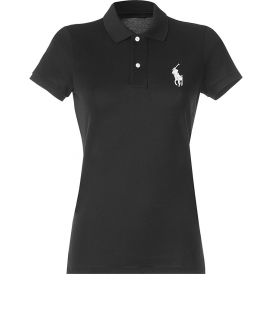 Ralph Lauren Black Mercerized Stretch Polo Shirt  Damen  T Shirts 