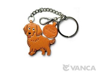 Golden Retriever Handmade Leather Dog Ring Charm *VANCA* Made in Japan 
