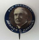 Warren G Harding President picture political button pinback