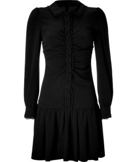 Valentino R.E.D. Black Draped Lace Trim Dress  Damen > Kleider 