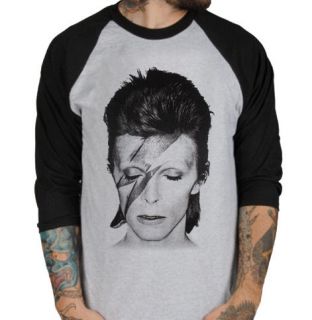 David Bowie Bolt 70 rock band indie Baseball t shirt 3/4 sleeve Raglan