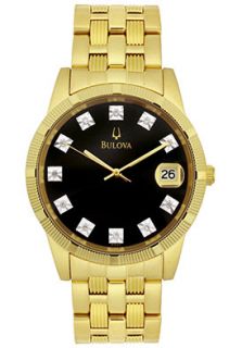 Bulova 97F44 Watches,Mens Diamond Goldtone, Mens Bulova Quartz 