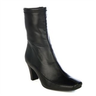 Platino Black Chic Dipsy Mid Length Boots 8cm Heel