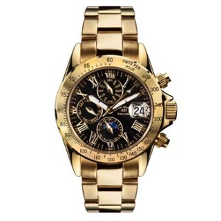 Andre Belfort Mens Gold/Black Le Capitaine Watch