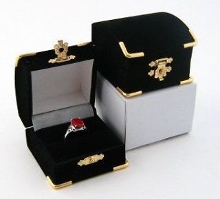 Black Velvet Brass Accent Ring Jewelry Display Gift Boxes