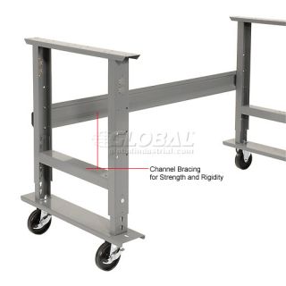 Mobile Work Bench  Adjustable Height  60 X 36 Shop Top Square Edge 