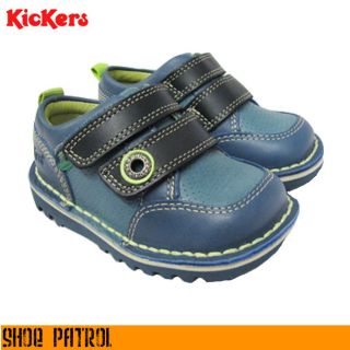 NEW Kickers Kick Hi Infants Boys Blue Velcro Strap Leather Shoes size 