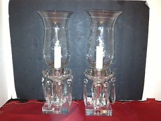   ANTIQUE CRYSTAL HURRICANE LAMPS 13 HIGH IN EXCELLENT CONDITION