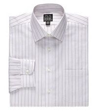 Traveler Tailored Fit End on End Stripe Spread Colllar Dress Shirt