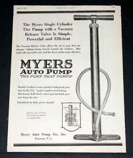 1920 OLD MAGAZINE PRINT AD, MEYERS, AUTO TIRE PUMP THAT PUMPS