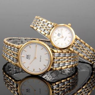 AK Homme Gold & Silver Plated Stainless Steel Band Strap Men & Women 