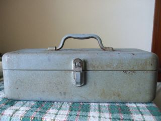 Vintage Tackle Box With Snap Up Handle   Antique & Nice