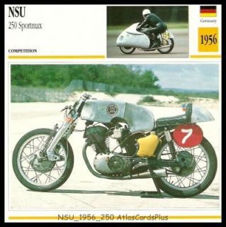 Classic Motorcycle Card 1956 NSU 250 Sportmax racer