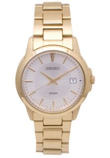 Seiko SGEF56P1 Watches,Mens Quartz Gold Plated w/ Silver Tone Dial 