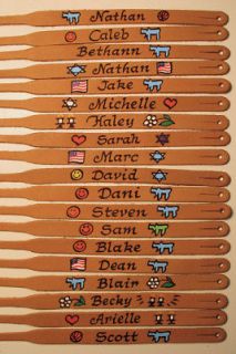 BAR MITZVAH GIFT LEATHER BRACELET PERSONALIZED NAMES