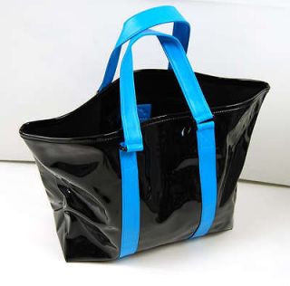 MARC JACOBS Shiny Bag Handbag Purse Tote Black Blue M