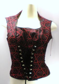 RED PRINCESS BODICE, SHRINE GOTHIC AND INDUSTRIAL CLOTHING (NEW 