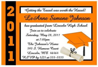 GRADUATION INVITATIONS ANNOUNCEMENTS Orange & Black