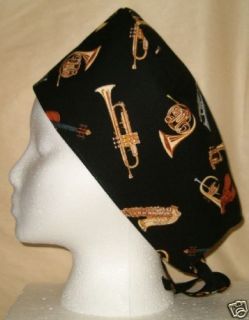 SURGICAL SCRUB HAT SKULL CAP MADE WITH MUSICAL INSTRUMENTS FABRIC 
