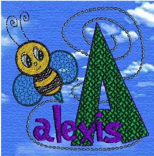 Cute Bee Monogram Fonts Machine Embroidery Designs CD