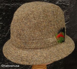 NEW Irish Walking Hat Donegal Tweed Walker Brown Herringbone Jonathan 