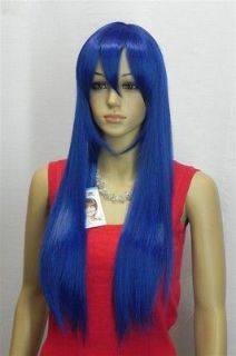 new LIGHT BLACK BLUE MIXED straight cosplay full wig 80cm