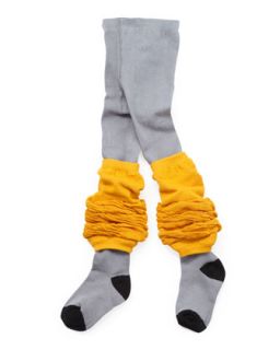 Leg Warmer Knee Socks, Gray/Mustard, 4 5 Years   Last Call by Neiman 
