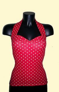 Red polka dot top halterneck 50s pinup rockabilly burlesque vintage 
