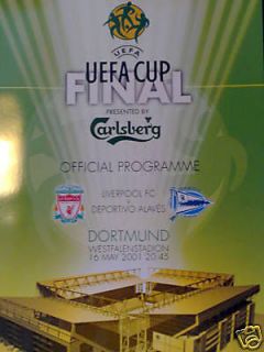 2001 UEFA CUP FINAL PROGRAMME LIVERPOOL v ALAVES