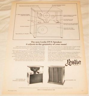 Vintage Leslie DVX 580 570 Speakers PRINT AD 1974