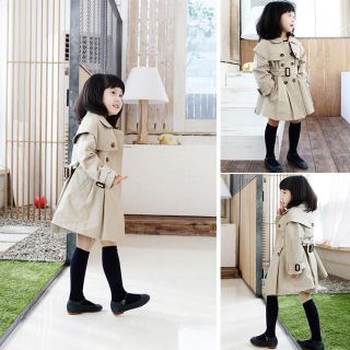 Kids Baby Girls Autumn Casual Outerwear Double breaste​d Trench Coat 