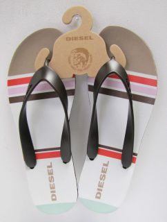Diesel Shoes Splish Flip Flop Sandals Designer Print Coffee Bean Brown 