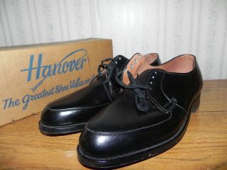 Vintage Hanover Imperial 1940s Mens Black Leather Shoes Oxfords 7 E