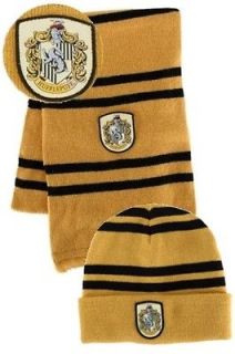 HARRY POTTER *LICENSED* Hufflepuff House HAT & *REAL* WOOL SCARF w 